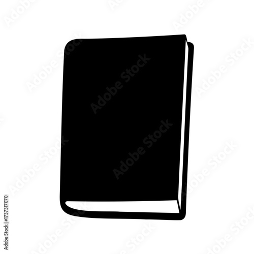 Illustration of a solid black book with rounded corners on a white background