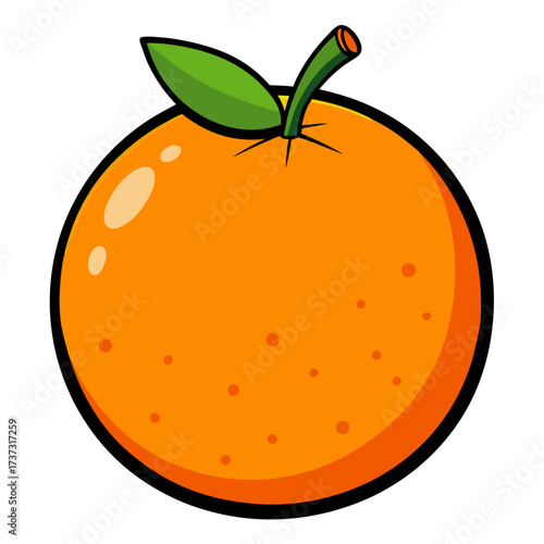 Vibrant orange fruit illustration with a playful cartoon style, perfect for healthy food promotions and cheerful designs, originally a scalable graphic