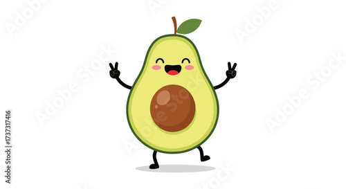 This happy avocado is dancing with joy and spreading good vibes all around the place.