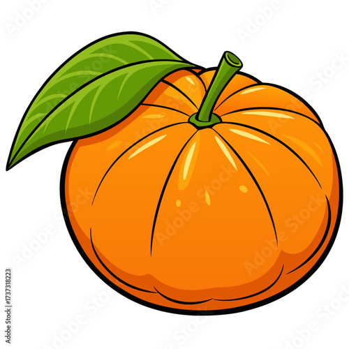 Vibrant orange fruit with fresh green leaf, a healthy snack perfect for summer recipes or vibrant designs, conveying freshness and natural goodness