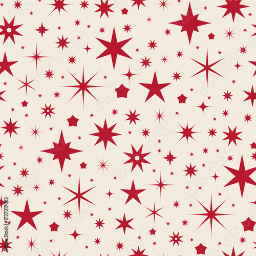 Red Christmas Stars Seamless Pattern