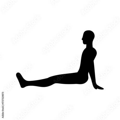 Silhouette of a person sitting with legs extended and hands on floor