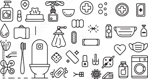 medical icon clipart, healthcare symbols vector, hospital equipment icons, medicine line illustration, clinic health graphics, black white medical clipart, printable healthcare icons, doctor tool symb