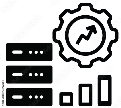 Server rack data analytics and performance optimization icon