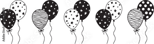 balloon clipart silhouette, party decoration icons, celebration balloon vector, birthday party graphics, festive balloon designs, black white balloon clipart, printable party icons, event decoration p
