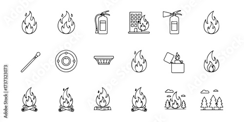 Collection of fire and safety related icons