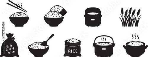 food bowl clipart, kitchen utensil icons, cooking pot illustration, rice bowl vector, kitchenware silhouette set, black white food clipart, printable kitchen symbols, culinary icon pack, cooking illus