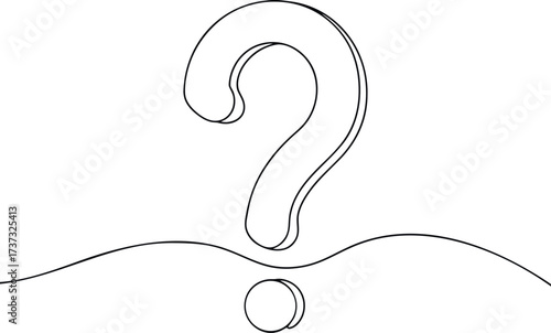 Continuous Line Art Question Mark on White Background