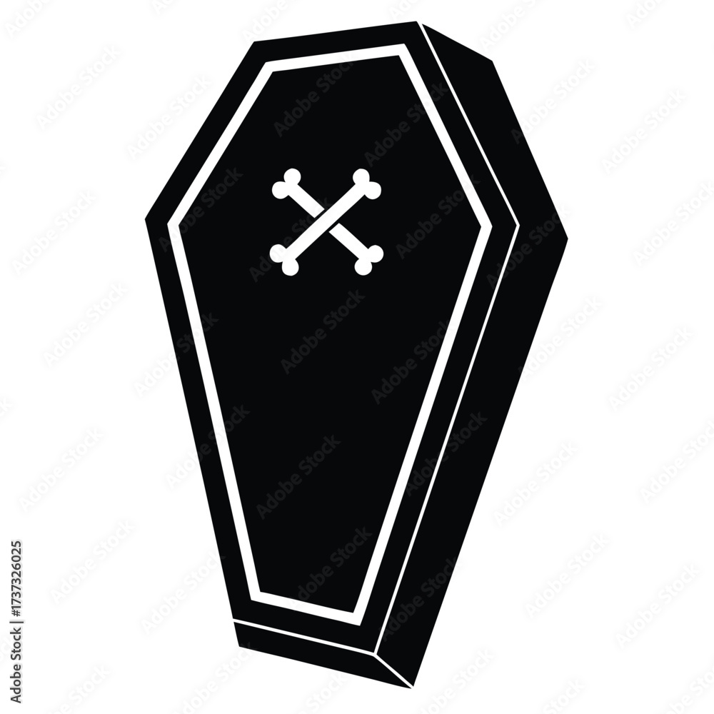 Fototapeta premium coffin crossbones silhouette vector illustration
