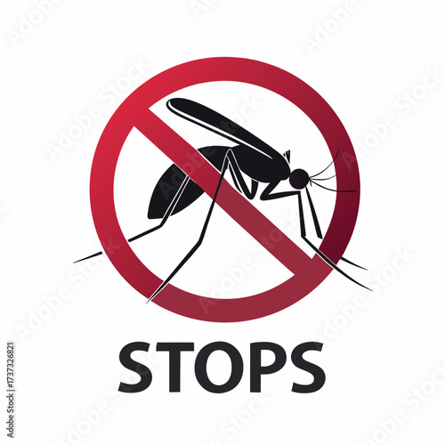 No Mosquito Zone: A bold illustration of an insect within a prohibition sign. It serves as a visual alert for the prevention of pest.