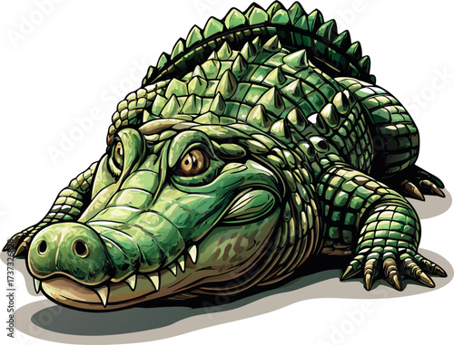 illustration of  green crocodile on white background