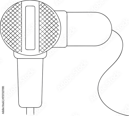  microphone icon line art isolated flat design on white background	