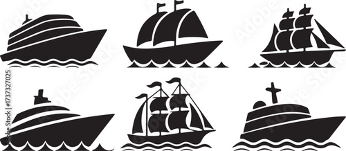 Ship Vector Icon, Sailing Boat Illustration, Ocean Adventure Design, Nautical Travel Symbol, Marine Journey Graphic, Sea Voyage Vector, Water Transport Art, Cruise Ship Clipart, Marine Exploration Des