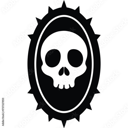 creepy mirror skull silhouette vector illustration
