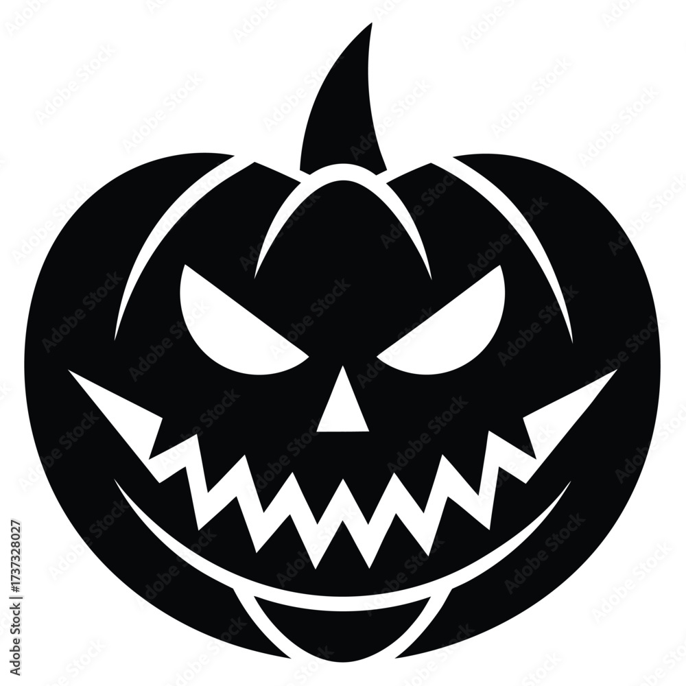 Fototapeta premium creepy pumpkin face silhouette vector illustration