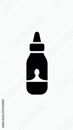 Black silhouette baby bottle icon with nipple lid minimalist flat vector design for infant feeding and care symbol illustration