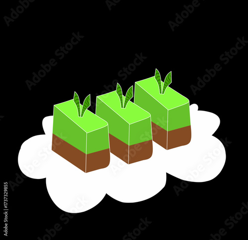 illustration of pandan talam cake with brown sugar
