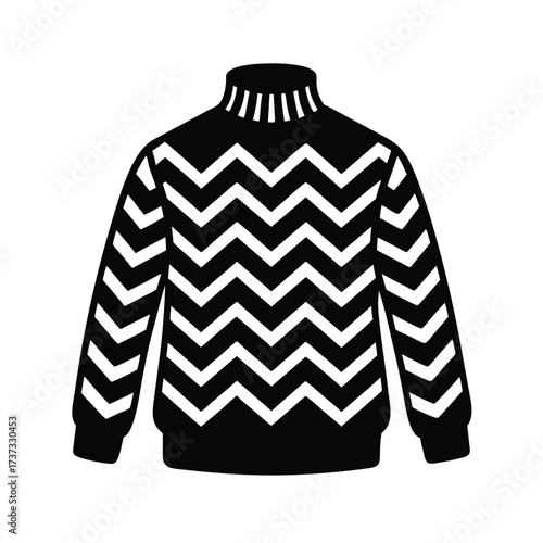 Chunky Sweater with Zigzag Pattern Vector Silhouette  