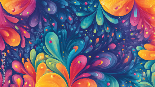 A vibrant abstract background featuring flowing waves of colors including red, orange, yellow, green, blue, and purple