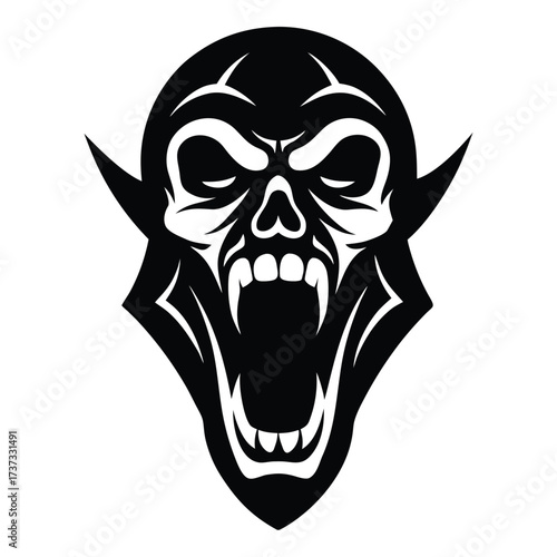 demon scream skull silhouette vector illustration