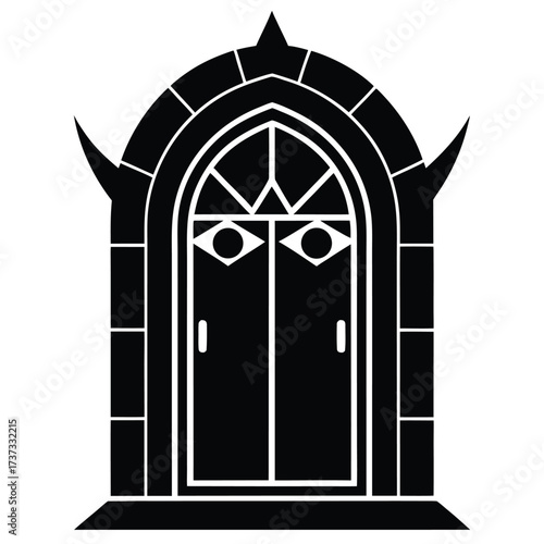evil door silhouette vector illustration