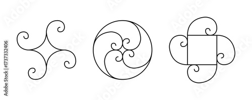 Ornamente basierend auf der goldenen Spirale