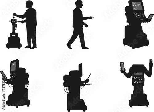 Human robot interaction silhouettes, robotic surgery system, medical technology, operator with