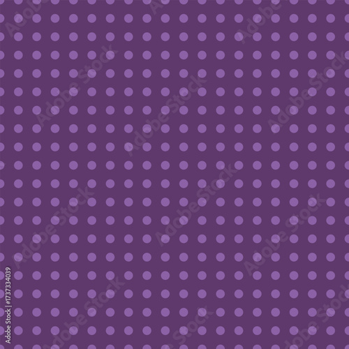 A seamless vector pattern with lilac polka dots on a deep purple grid. Suitable for packaging, textiles, and gentle design work.