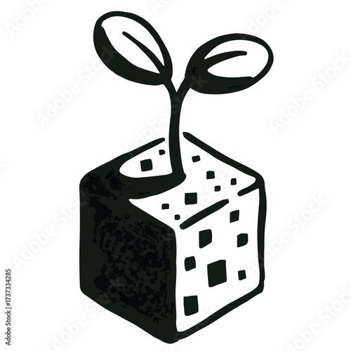 Black and white vector illustration of a cartoon tree in a row with dominoes for a game of chance