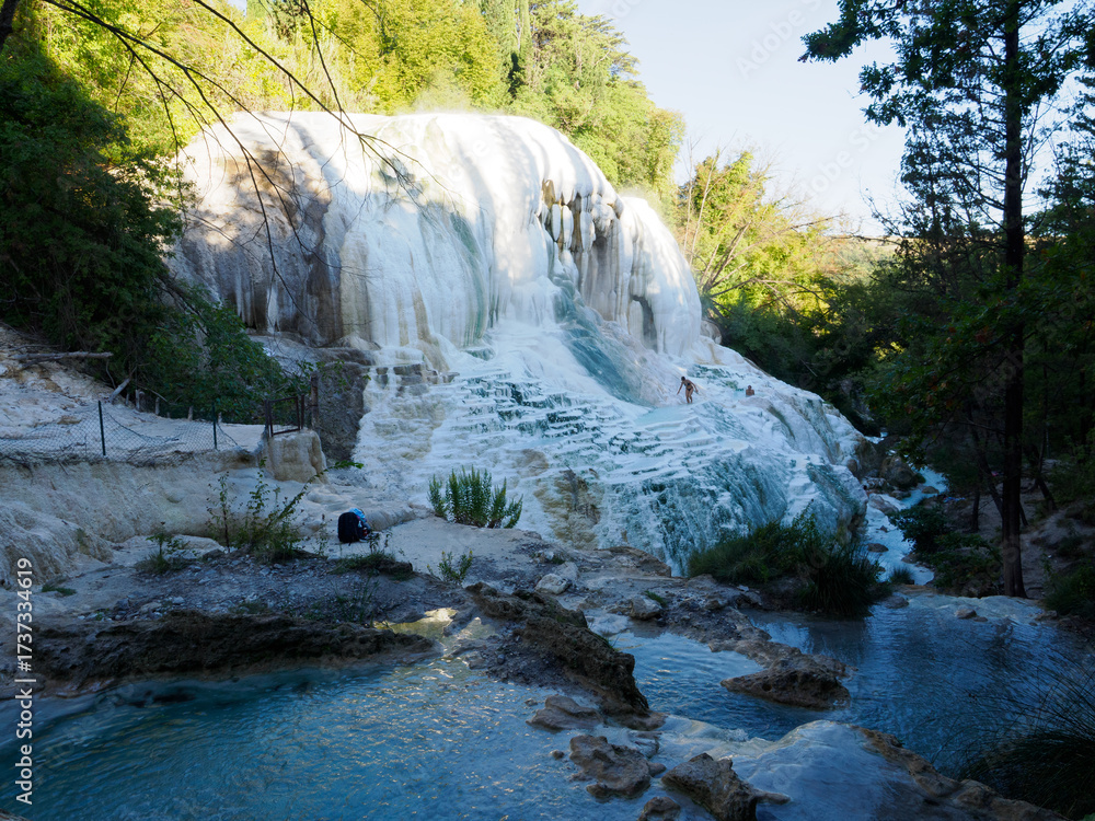 Naklejka premium Hot springs at Bagni San Filippo, town in the province of Siena, Italy
