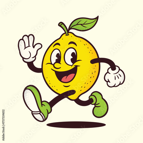 Foto Cute Lemon Mascot Vector Illustration – Funny Cartoon Fruit Character Design
