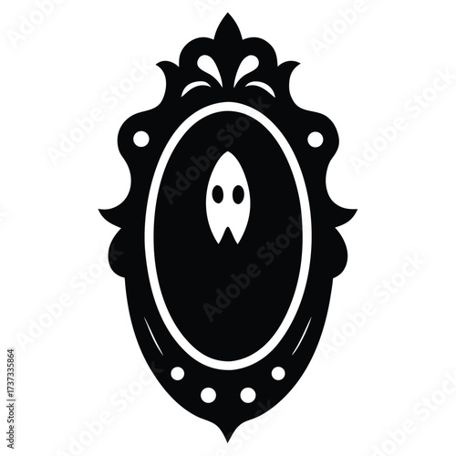 haunted mirror silhouette vector illustration