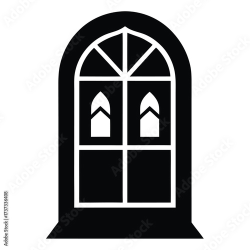 haunted window silhouette vector illustration