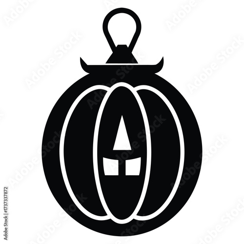 pumpkin lantern silhouette vector illustration