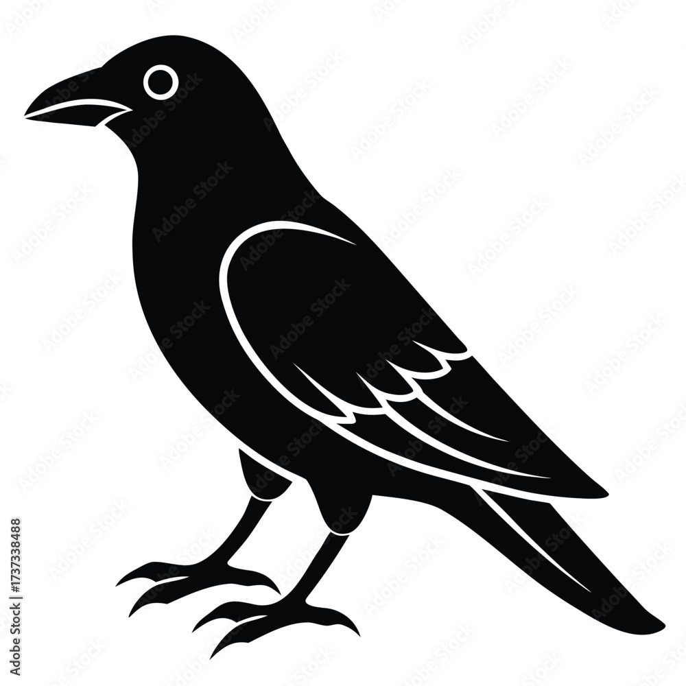 Obraz premium raven bird silhouette vector illustration