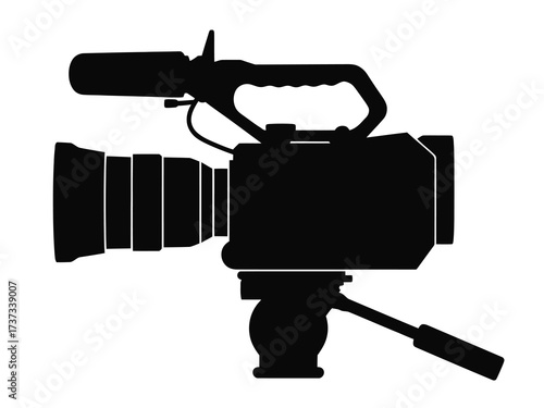 Professional Video Camera Illustration — Black and White Design