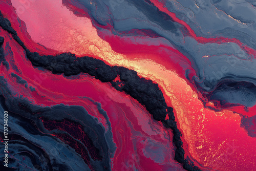 Top-Down Aerial View of Volcanic Lava Patterns