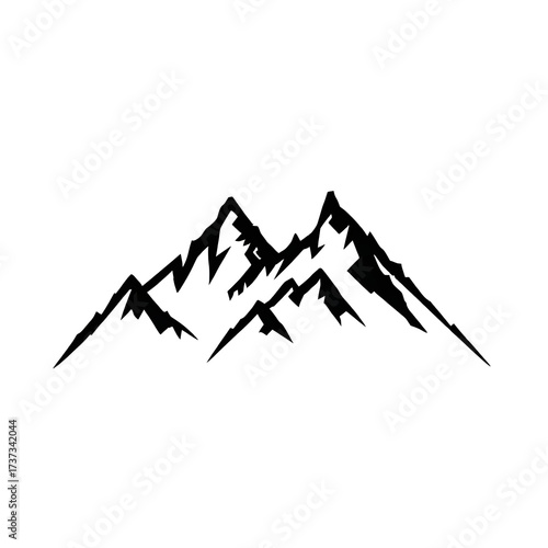 Mountain range silhouette isolated on transparent background