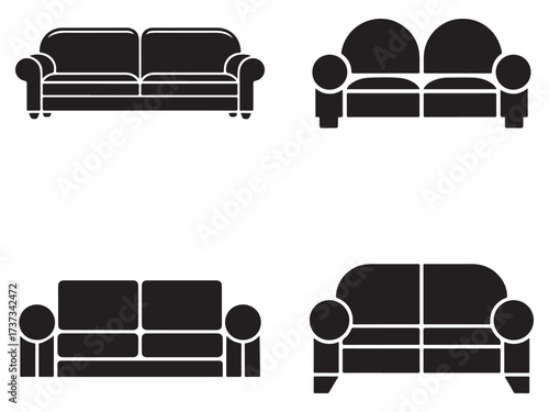 Modern sofa set furniture graphic design silhouette