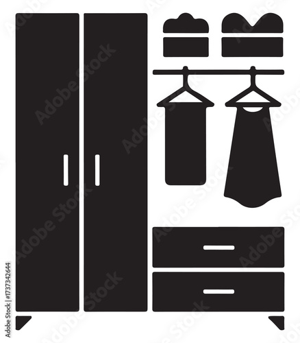 Modern silhouette of a stylish wardrobe interior design