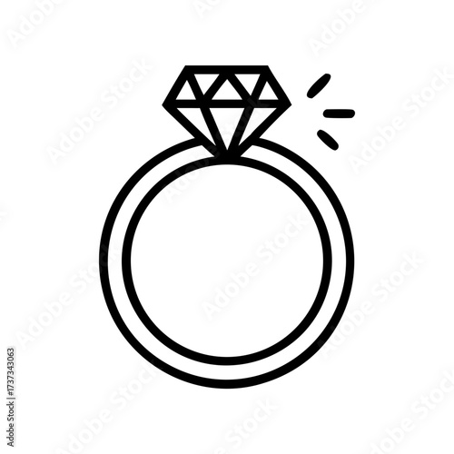 Classic Engagement Ring With Diamond Jewel Icon For Web And Graphic Design