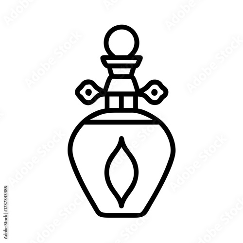 Elegant Perfume Bottle With Decorative Top Icon For Web And Graphic Design