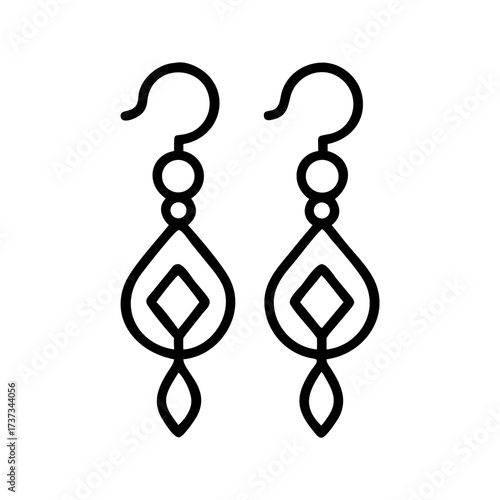 Glamorous Pendant Earrings Fashion Accessory Icon For Web And Graphic Design
