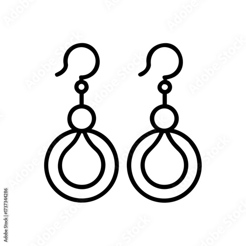 Jewelry Earrings With Circle Loop Fashion Design Icon For Web And Graphic Design