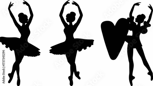 Elegant ballet dancers in graceful poses, perfect for dance studios and performing arts promotions