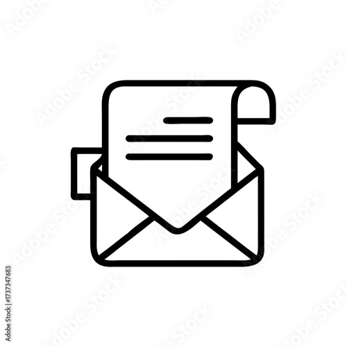 Paper Mail Letter With Text Content Document Icon For Web And Graphic Design
