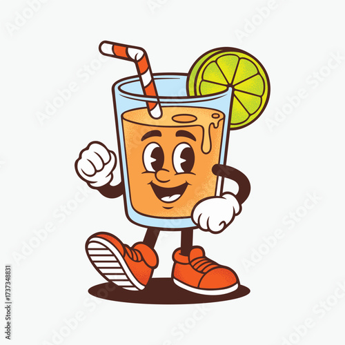 Cute Juice Glass Mascot Vector Illustration – Funny Cartoon Drink Character Design
