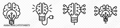innovation icon set. Light bulb and cog inside. inspiration icon in different style. innovation symbol. vector illustration