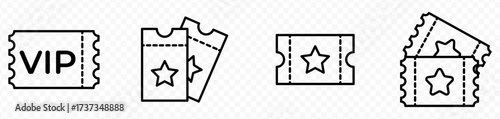 ticket icon set. vector illustration on transparent background.	