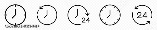 Timer stopwatch icons. Countdown clock symbol with 5, 10, 20, 30 second and minute time. Transparent PNG and vector illustration.